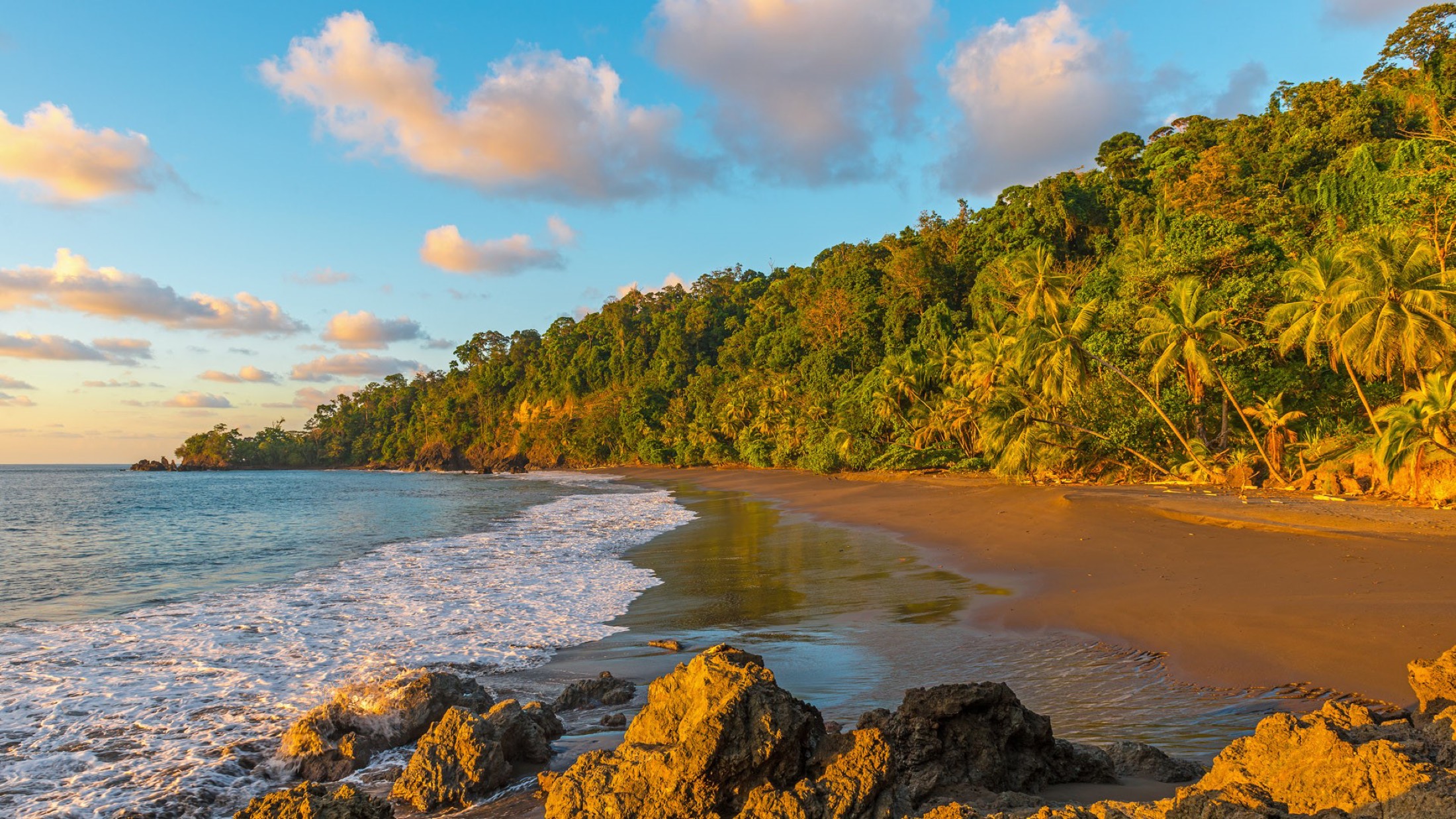 Golden sunset over the Pacific coastline and jungle near Uvita, Costa Rica